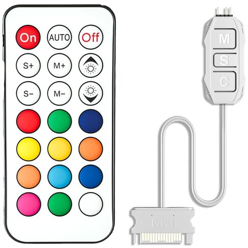 مجموعة أدوات التحكم ARGB البيضاء، 21 مفتاحًا للتحكم عن بعد، مركز تحكم بمروحة الكمبيوتر RGB صغير، أوضاع إضاءة متعددة لمراوح حالة RGB للكمبيوتر، مبردات وحدة المعالجة المركزية، مقسم ARGB، شريط LED للكمبيوتر الشخصي (طاقة SATA) in Kuwait