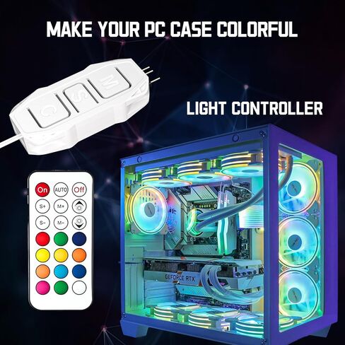 مجموعة أدوات التحكم ARGB البيضاء، 21 مفتاحًا للتحكم عن بعد، مركز تحكم بمروحة الكمبيوتر RGB صغير، أوضاع إضاءة متعددة لمراوح حالة RGB للكمبيوتر، مبردات وحدة المعالجة المركزية، مقسم ARGB، شريط LED للكمبيوتر الشخصي (طاقة SATA) in Kuwait