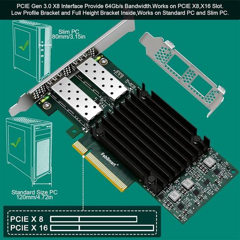 واجهة PCIE GEN 3.0 X8 إلى 2X 25GbE SFP28 منافذ بصرية، محول شبكة RDMA الذكي المتقارب، بطاقة NIC، محول إيثرنت، Mellanox ConnectX-4 Lx MT27711A0 25Gb/s Ethernet Controller (CX4121A) in Kuwait