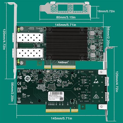واجهة PCIE GEN 3.0 X8 إلى 2X 25GbE SFP28 منافذ بصرية، محول شبكة RDMA الذكي المتقارب، بطاقة NIC، محول إيثرنت، Mellanox ConnectX-4 Lx MT27711A0 25Gb/s Ethernet Controller (CX4121A) in Kuwait