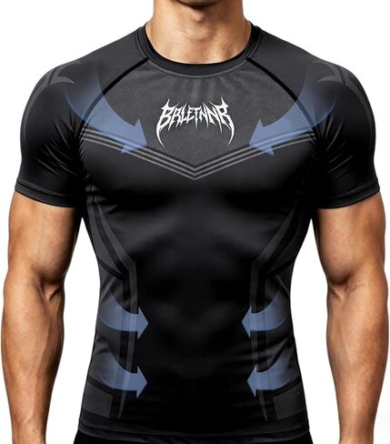 Mens Short Sleeve Compression Shirt Gym Workout Tops Base Layer Fashion Printed for Athletic Fitness Casual Wear in Saudi Arabia