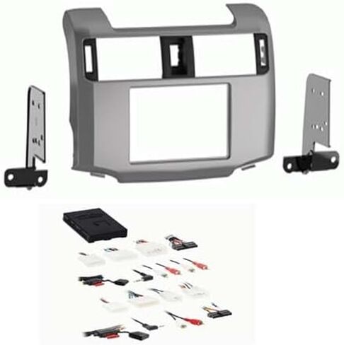 مجموعة تثبيت راديو ستيريو للسيارة DIN فردية ومزدوجة (فضية) متوافقة مع Toyota 4RUNNER 2010 2011 2012 و2013 مع مضخم صوت المصنع وأدوات التحكم في عجلة القيادة (SWC) in Kuwait