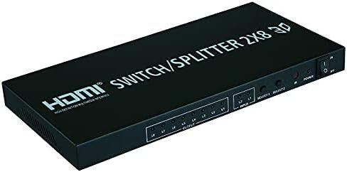 2X8 HDMI Splitter، Full HD 4K Video HDMI Switcher 2x8 Split 2 in 8 Out Display Dual Display for PS3 Xbox PC to HDTV Monitor Projector مع الطاقة in Kuwait
