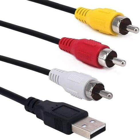 كابل صوت USB إلى RCA، محول كابل صوت ستيريو USB 2.0 ذكر إلى 2 RCA ذكر، محول USB مضفر من النايلون إلى RCA للكمبيوتر الشخصي والكمبيوتر المحمول ومشغل DVD ومكبر الصوت ومضخم الطاقة 1.5 متر in Kuwait