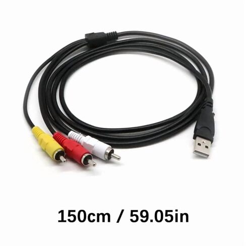كابل صوت USB إلى RCA، محول كابل صوت ستيريو USB 2.0 ذكر إلى 2 RCA ذكر، محول USB مضفر من النايلون إلى RCA للكمبيوتر الشخصي والكمبيوتر المحمول ومشغل DVD ومكبر الصوت ومضخم الطاقة 1.5 متر in Kuwait