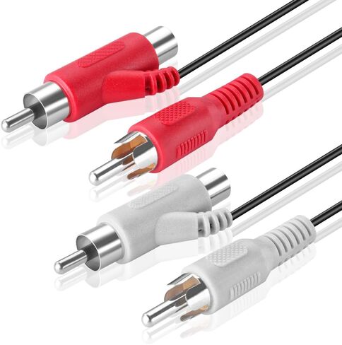 كابل تمديد TNP RCA Piggyback (12 قدم) 2RCA محول موسع الصوت وصلة سلك سلك ذكر إلى أنثى موصل مزدوج أحمر/أبيض جاك قابس تمديد صوت فيديو 2 قناة ستيريو (يمين ويسار) in Kuwait