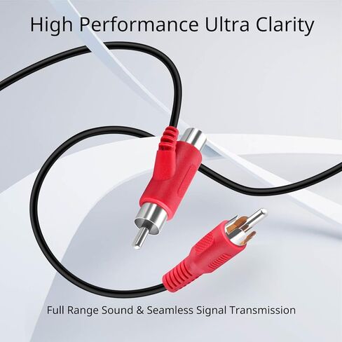 كابل تمديد TNP RCA Piggyback (12 قدم) 2RCA محول موسع الصوت وصلة سلك سلك ذكر إلى أنثى موصل مزدوج أحمر/أبيض جاك قابس تمديد صوت فيديو 2 قناة ستيريو (يمين ويسار) in Kuwait
