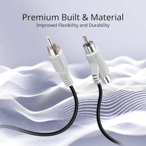 كابل تمديد TNP RCA Piggyback (12 قدم) 2RCA محول موسع الصوت وصلة سلك سلك ذكر إلى أنثى موصل مزدوج أحمر/أبيض جاك قابس تمديد صوت فيديو 2 قناة ستيريو (يمين ويسار) in Kuwait