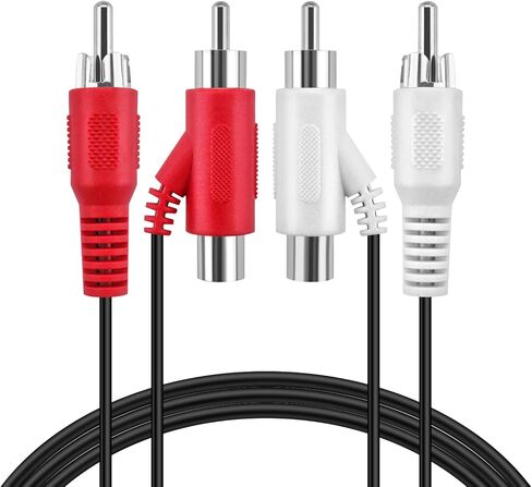 كابل تمديد TNP RCA Piggyback (12 قدم) 2RCA محول موسع الصوت وصلة سلك سلك ذكر إلى أنثى موصل مزدوج أحمر/أبيض جاك قابس تمديد صوت فيديو 2 قناة ستيريو (يمين ويسار) in Kuwait