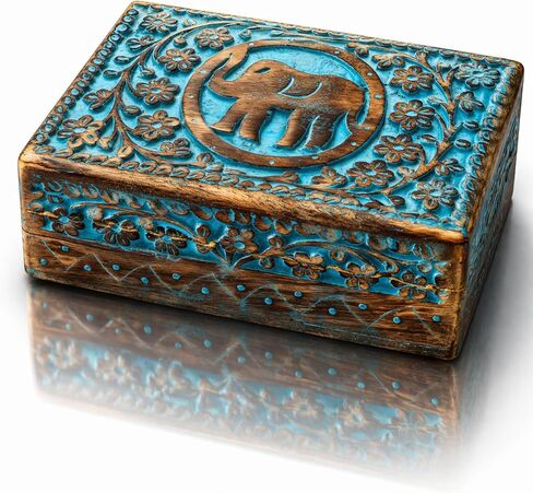 Great Birthday Gift Ideas Handmade Decorative Wooden Jewelry Box Jewelry Organizer Keepsake Box Treasure Chest Trinket Holder Watch Box Storage Box Housewarming Gifts Women (Natural Finish) in Saudi Arabia