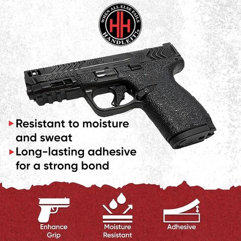 Handleitgrips Gun Grip Tape Wrap Compatible with Smith & Wesson M&P Compact 2.0 Carry Comp Edge Series, Black Textured Rubber Pistol Grip Tape with Inserts, Gun Grip Wrap, Veteran Owned, Made in USA in Kuwait