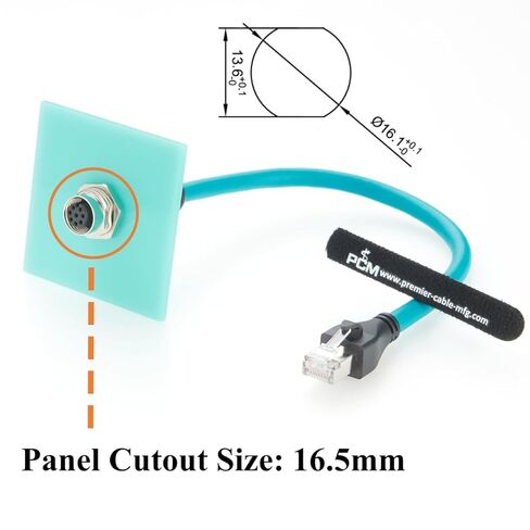 M12 8Pin A Code Female to RJ45 Male Cable Mount Panel Mount 1Gbps CAT6A كابل إيثرنت صناعي IP67 محمي لـ Profinet وEtherCAT وPLC والروبوتات وكاميرات رؤية GigE (0.3 متر) in Kuwait