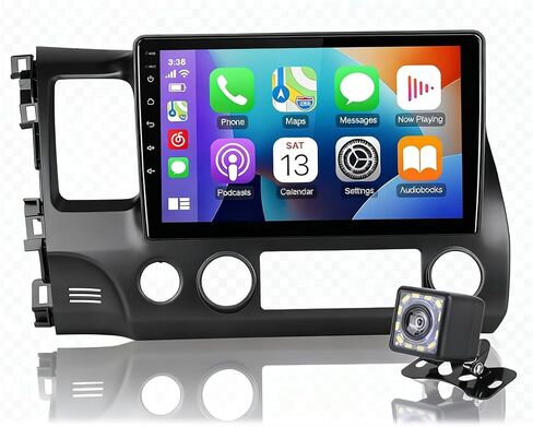 Android 12 Car Stereo Compatible for Honda Civic 2006-2011 with 2G+64G 10.1 Inch IPS Touchscreen Radio Built-in Wireless Carplay/Android Auto/Bluetooth/GPS/FM/WiFi/Dual USB, with Backup Camera in Kuwait