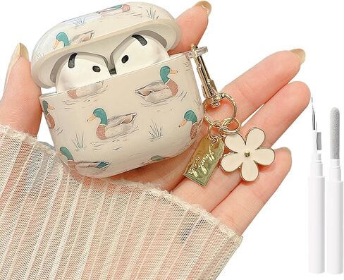 MINSCOSE for AirPods 4 Clear Case,Cute Ocean Marine Life Seashell Design with Flower Keychain,Soft TPU Protective Shockproof Cover with Cleaner Kit for AirPods 4 for Women Girls-Dolphin in Saudi Arabia