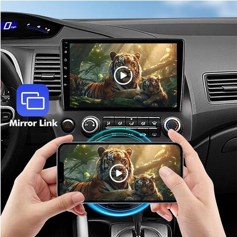 Android 12 Car Stereo Compatible for Honda Civic 2006-2011 with 2G+64G 10.1 Inch IPS Touchscreen Radio Built-in Wireless Carplay/Android Auto/Bluetooth/GPS/FM/WiFi/Dual USB, with Backup Camera in Kuwait