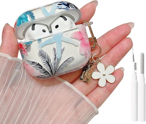 MINSCOSE for AirPods 4 Clear Case,Cute Ocean Marine Life Seashell Design with Flower Keychain,Soft TPU Protective Shockproof Cover with Cleaner Kit for AirPods 4 for Women Girls-Dolphin in Saudi Arabia