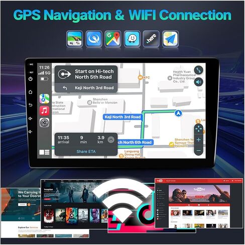 Android 12 Car Stereo Compatible for Honda Civic 2006-2011 with 2G+64G 10.1 Inch IPS Touchscreen Radio Built-in Wireless Carplay/Android Auto/Bluetooth/GPS/FM/WiFi/Dual USB, with Backup Camera in Kuwait