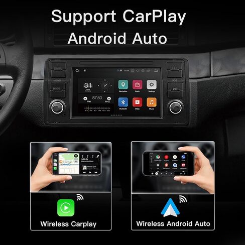ستيريو سيارة 7 بوصة لسيارة BMW 3 Series E46 1999-2004 Year مع Apple Carplay Android Auto Radio 64G شاشة تعمل باللمس بلوتوث مرآة Link FM AM USB عالية الطاقة (7 بوصات) in Kuwait