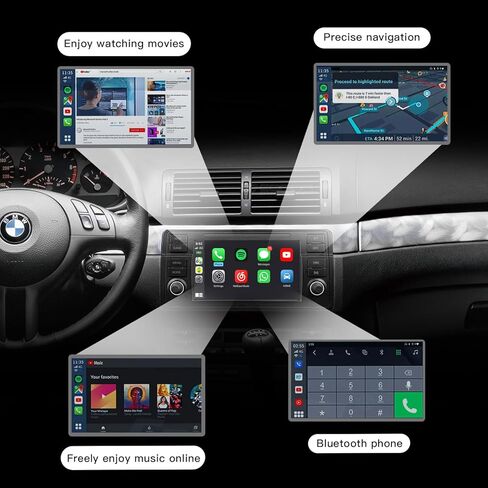 ستيريو سيارة 7 بوصة لسيارة BMW 3 Series E46 1999-2004 Year مع Apple Carplay Android Auto Radio 64G شاشة تعمل باللمس بلوتوث مرآة Link FM AM USB عالية الطاقة (7 بوصات) in Kuwait