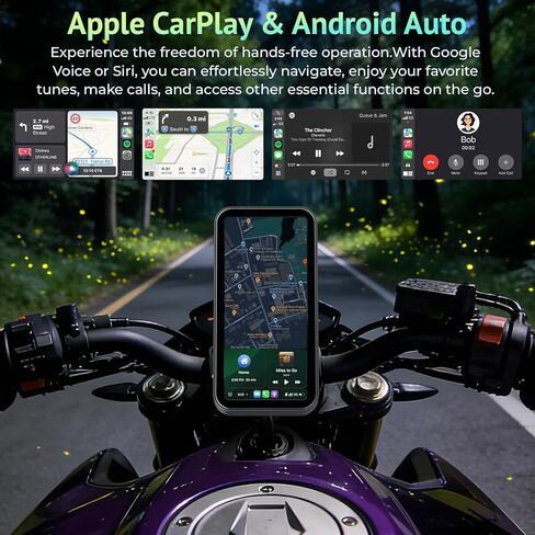 6.25 Inch Motorcycle CarPlay & Android Auto Display – IP67 Waterproof Touchscreen with Two TPMS, Dual Bluetooth, TF Card, GPS Navigation, Voice Control, Universal Mount in Kuwait