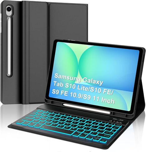 Case Keyboard for Samsung Galaxy Tab S10 Lite / S10 FE / S9 FE / S9 / S8 10.9-11 inch Cover - Change Detachable Magnetic Keyboard with S Pen Holder, Black in Saudi Arabia