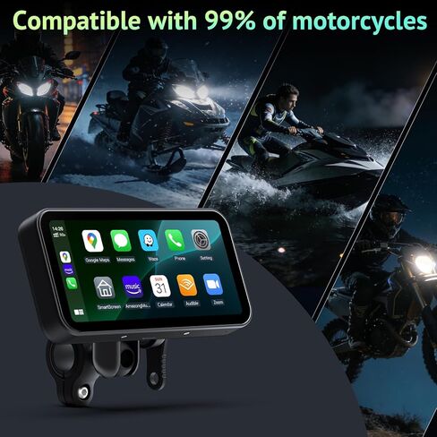6.25 Inch Motorcycle CarPlay & Android Auto Display – IP67 Waterproof Touchscreen with Two TPMS, Dual Bluetooth, TF Card, GPS Navigation, Voice Control, Universal Mount in Kuwait