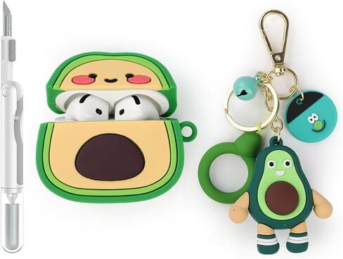 Case and Cleaner Pen for AirPods 4th Generation Wireless Earbuds, Silicone Cartoon Charging Protective Cover and 3 in 1 Cleaning Kit for AirPods 4 with Doll and Anti-Lost Lanyard in Saudi Arabia