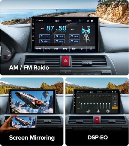 QLED Linux Car Stereo for Honda Accord 2008-2013 (8th Gen) - Fast Boot Wireless CarPlay & Android Auto Radio, AHD 1080P Backup Camera, Bluetooth, SWC, AM/FM, Dash Kit Replacement in Kuwait