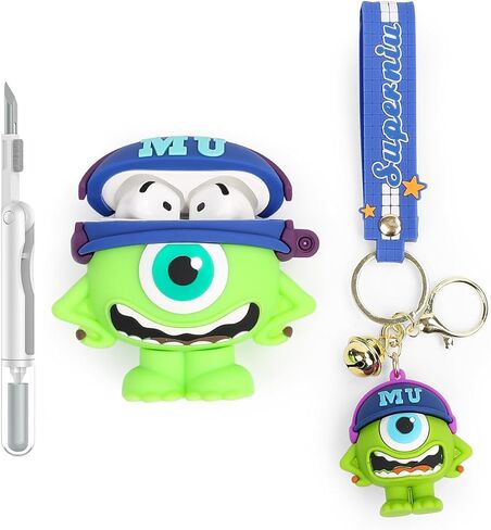 Case and Cleaner Pen for AirPods 4th Generation Wireless Earbuds, Silicone Cartoon Charging Protective Cover and 3 in 1 Cleaning Kit for AirPods 4 with Doll and Anti-Lost Lanyard in Saudi Arabia