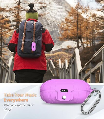 for Anker Soundcore Space A40 Secure Lock Case Cover, Silicone Protective Scratch Shock Cover ONLY Compatible with Anker Soundcore Space A40 Earbuds Charging Case with Carabiner(Purple) in Kuwait