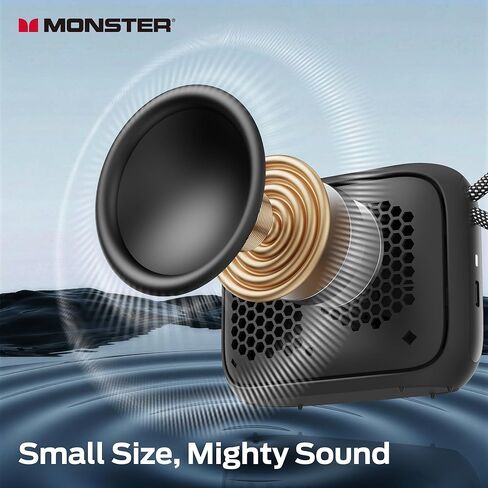 مكبر صوت محمول Monster S520، مكبرات صوت مقاومة للماء IPX7 بلوتوث لاسلكية، مكبر صوت صغير بلوتوث 6.0، عمر بطارية 12 ساعة، زوج TWS للاستخدام في الهواء الطلق/الشاطئ/المنزل/السفر، أسود in Kuwait