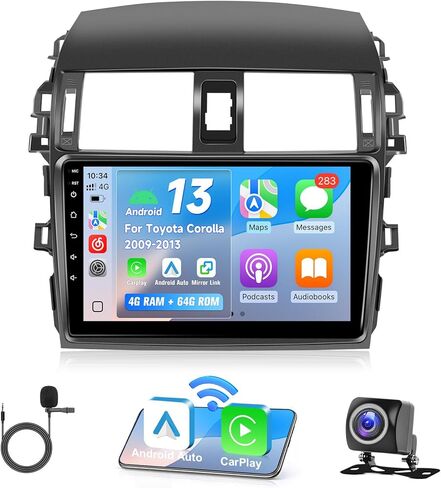 Leadfan Fast Boot Linux Car Stereo for Toyota Corolla 2009 2010 2011 2012 2013 Support Carplay Android Auto Mirror Link - 9 inch Touch Screen Corolla Car Radio with Bluetooth FM SWC + Backup Camera in Kuwait