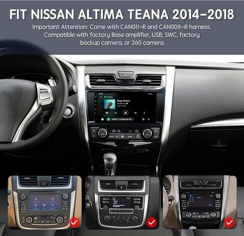 ستيريو سيارة Apple Carplay 9 بوصة لاسلكي 6 جيجابايت 128 جيجابايت لسيارة Nissan Altima Teana 2013-2018 شاشة تعمل باللمس راديو Android 13.0 وحدة رئيسية Android Auto GPS 5 جيجا هرتز WiFi FM/AM SWC 1280 x 720 in Kuwait
