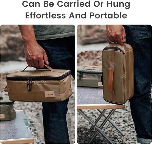 Waterproof Camping Cookware Organizer Bag, Portable Durable Utensil Pouch for Outdoor Cooking BBQ Grill Hiking Accessories, Compact Multi Compartment Storage for Spoons Chopsticks Stove Tools in Kuwait