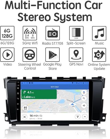ستيريو سيارة Apple Carplay 9 بوصة لاسلكي 6 جيجابايت 128 جيجابايت لسيارة Nissan Altima Teana 2013-2018 شاشة تعمل باللمس راديو Android 13.0 وحدة رئيسية Android Auto GPS 5 جيجا هرتز WiFi FM/AM SWC 1280 x 720 in Kuwait