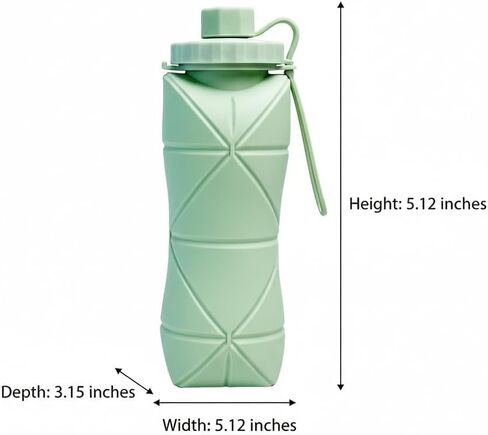 Collapsible Silicone Water Bottle Foldable Travel Cup, Food Grade, Green, Space-Saving Design, 500ml Capacity in Kuwait