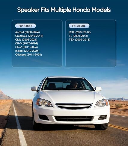سماعات باب السيارة ثلاثية الاتجاهات مقاس 6.5 بوصة من Seventour (زوج) لسيارة Honda Accord/Civic/CR-V/Acura 2006-2024، أقصى طاقة 300 واط، مع محولات وحزام، نطاق كامل، صوت محسن، مجموعة ترقية مكبر صوت السيارة in Kuwait