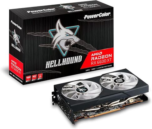 بطاقة رسومات الألعاب PowerColor Hellhound AMD Radeon RX 6600 XT مع ذاكرة GDDR6 سعة 8 جيجابايت، مدعومة بـ AMD RDNA 2، HDMI 2.1 in Kuwait