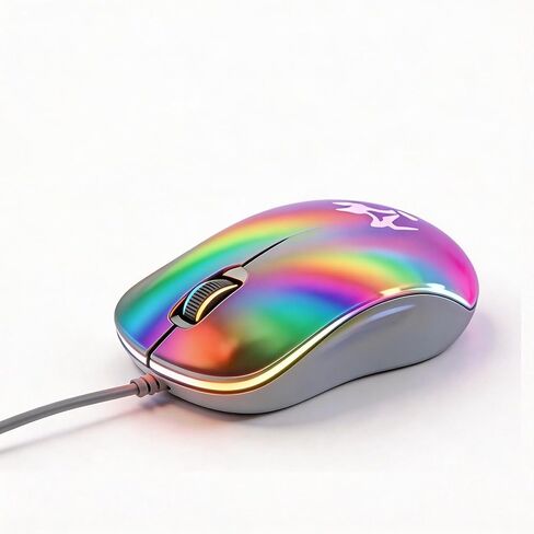 【 2026 تأثيرات ديناميكية مرآة RGB الفاخرة 】 ماوس سلكي بمرآة RGB للكمبيوتر المحمول للألعاب، أربعة مستويات قابلة للتعديل حتى 3200 نقطة في البوصة، نمط Cyberpunk، قابل للتبديل مع أضواء متعددة، تصميم مريح in Kuwait