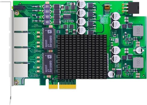 GLOTRENDS ST7458 4-Port Gigabit PoE+ Network Card with Surge-Proof Design for Outdoor Installation, Ethernet RJ45 LAN Port, PCIE 2.0 X4 Interface in Kuwait
