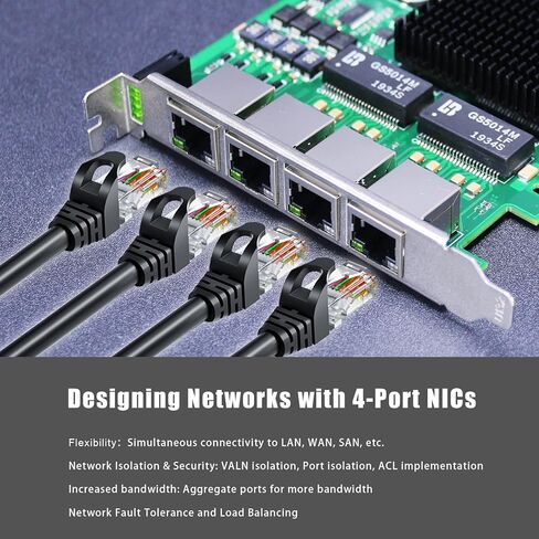 GLOTRENDS ST7458 4-Port Gigabit PoE+ Network Card with Surge-Proof Design for Outdoor Installation, Ethernet RJ45 LAN Port, PCIE 2.0 X4 Interface in Kuwait