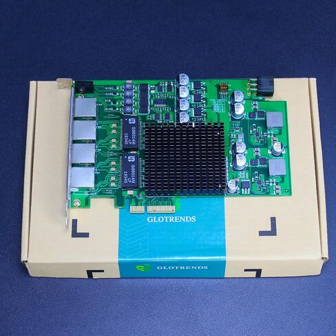 GLOTRENDS ST7458 4-Port Gigabit PoE+ Network Card with Surge-Proof Design for Outdoor Installation, Ethernet RJ45 LAN Port, PCIE 2.0 X4 Interface in Kuwait