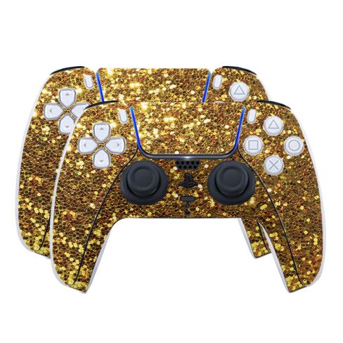 Skin Compatible with PlayStation 5 PS5 Controller (2 Pack) - Gold Dazzle - Premium 3M Vinyl Protective Wrap Decal Cover - Easy to Apply | Crafted in The USA by MightySkins in Kuwait
