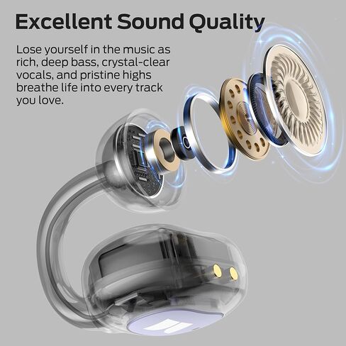 Monster Open Ear AC339 Earbuds, Bluetooth 6.0 Wireless Earbuds with HiFi Stereo, Open Ear Clip 40 Hours Playback,Touch Control, IPX6 Waterproof Wireless Headphones(Purple) in Kuwait