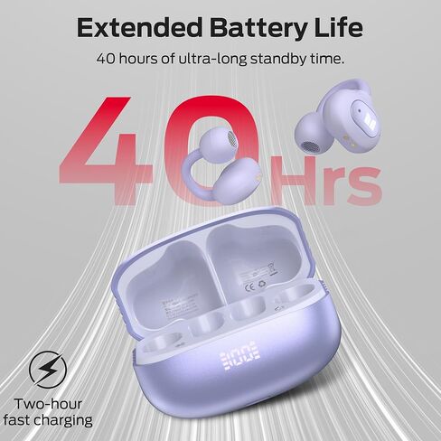 Monster Open Ear AC339 Earbuds, Bluetooth 6.0 Wireless Earbuds with HiFi Stereo, Open Ear Clip 40 Hours Playback,Touch Control, IPX6 Waterproof Wireless Headphones(Purple) in Kuwait
