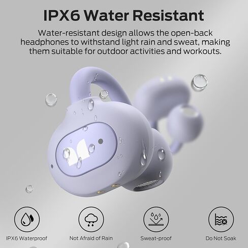Monster Open Ear AC339 Earbuds, Bluetooth 6.0 Wireless Earbuds with HiFi Stereo, Open Ear Clip 40 Hours Playback,Touch Control, IPX6 Waterproof Wireless Headphones(Purple) in Kuwait