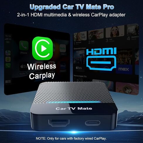 Rocketek Car TV Mate Pro مع محول تشغيل السيارة اللاسلكي، محول HDMI للوسائط المتعددة 2 في 1 لـ Fire T V Stick/جهاز الألعاب/جهاز فك التشفير، HDMI TV Mate للسيارات من 2016، التوصيل والتشغيل، بدون زمن الوصول in Kuwait