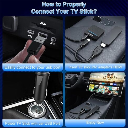 Rocketek Car TV Mate Pro مع محول تشغيل السيارة اللاسلكي، محول HDMI للوسائط المتعددة 2 في 1 لـ Fire T V Stick/جهاز الألعاب/جهاز فك التشفير، HDMI TV Mate للسيارات من 2016، التوصيل والتشغيل، بدون زمن الوصول in Kuwait