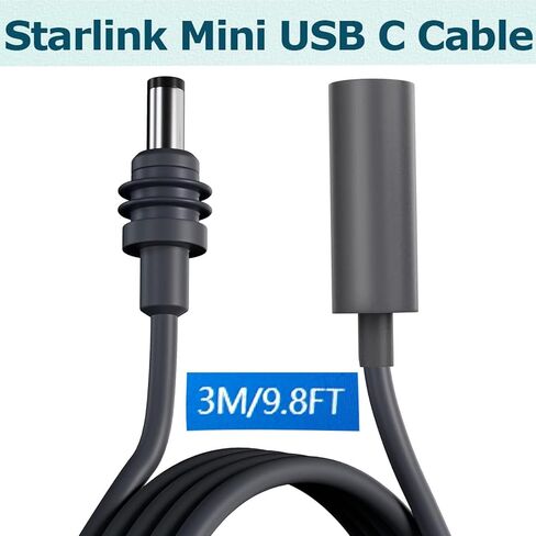 كابل تمديد موصل Starlink Mini ذكر إلى أنثى، لمحول الطاقة الأصلي Starlink Mini المناسب، تمديد، (3M/9.8FT) رمادي - مصنع أسلاك المينا النحاسية النقية in Kuwait