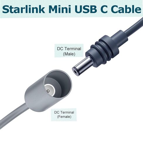 كابل تمديد موصل Starlink Mini ذكر إلى أنثى، لمحول الطاقة الأصلي Starlink Mini المناسب، تمديد، (3M/9.8FT) رمادي - مصنع أسلاك المينا النحاسية النقية in Kuwait